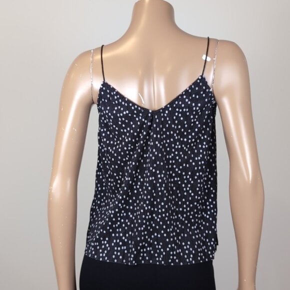 3/$20 Tally Reijl Relaxed Camisole Top Polka Dot Tank Womens Size Small Black - Picture 9 of 16